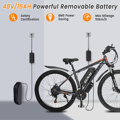 GUNAI GN29 29 Inch 750W Motor 48V 15AH Electric Bike for Adult Electric Mountain Bike 21 Speed 