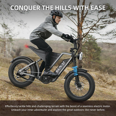 GUNAI-Y Moped Electric Bike for Adults 20 Inch Off-Road Dirt Electric Mountain Bike with 48V18AH Lithium-Ion Battery, 7-Speed Full Suspension 80-100KM Range