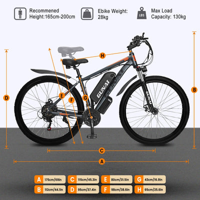 GUNAI GN29 29 Inch 750W Motor 48V 15AH Electric Bike for Adult Electric Mountain Bike 21 Speed 